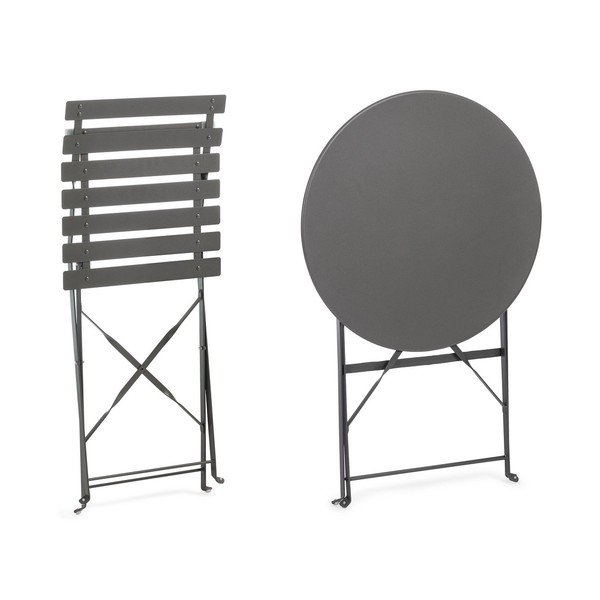 Antracitová oceľová záhradná jedálenská súprava pre 2  Austin – Bizzotto-image-3