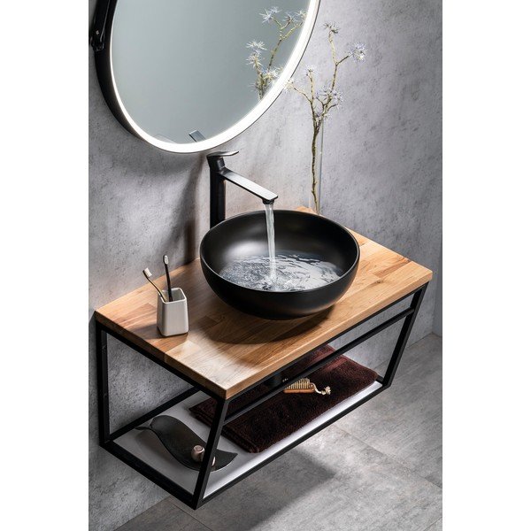 Doska pod umývadlo z dubového dreva v prírodnej farbe 80x50 cm Woody – Sapho-image-2