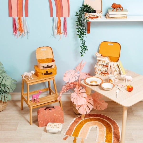 Oranžovo-ružový detský bavlnený koberec Sass & Belle Earth Rainbow, 50 x 60 cm-image-1