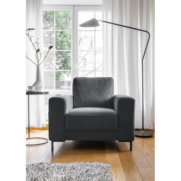 Tmavosivé menčestrové kreslo Lofty Lilly – Miuform-image-1