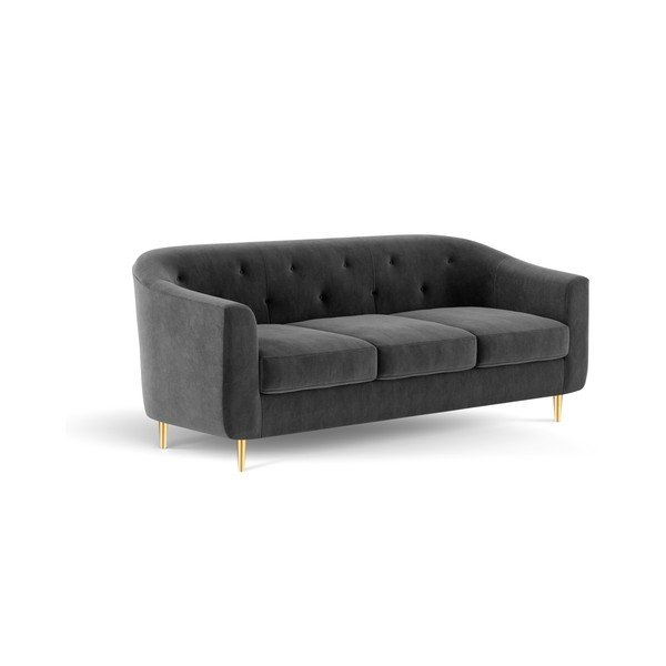 Tmavosivá zamatová pohovka Kooko Home Corde, 175 cm-image-4