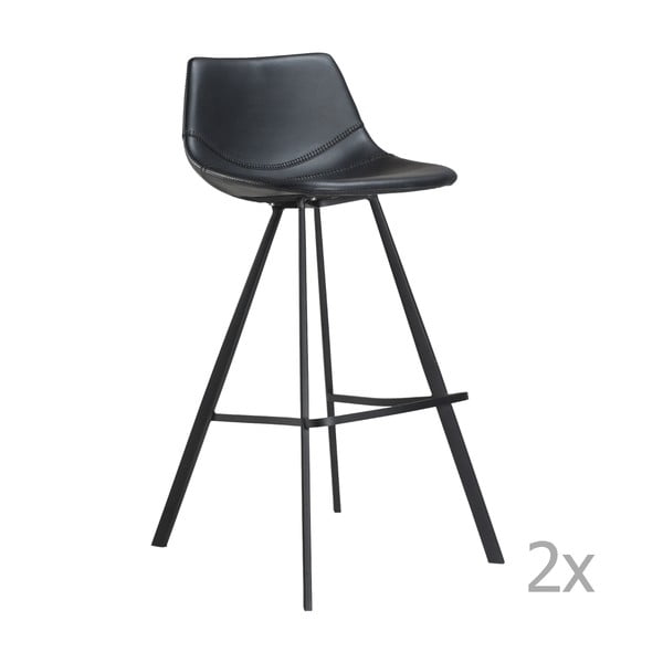Sada 2 čiernych barových stoličiek s čiernym kovovou podnožou DAN– FORM Pitch