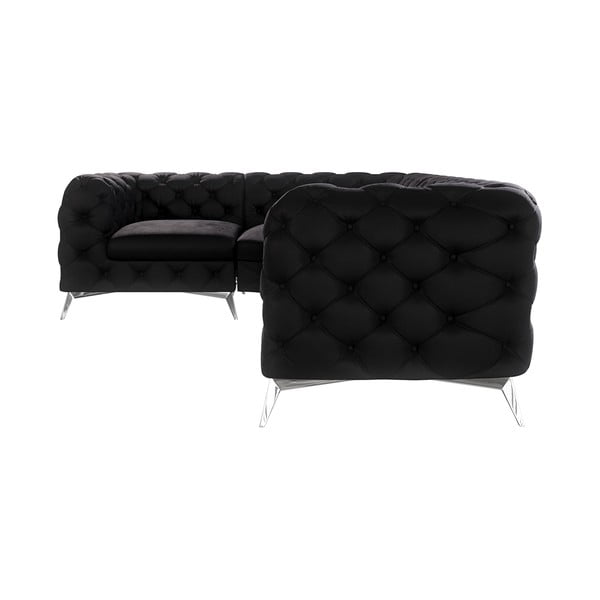 Čierna zamatová rohová pohovka (ľavý roh/do L) Chelsea – Ropez-image-1
