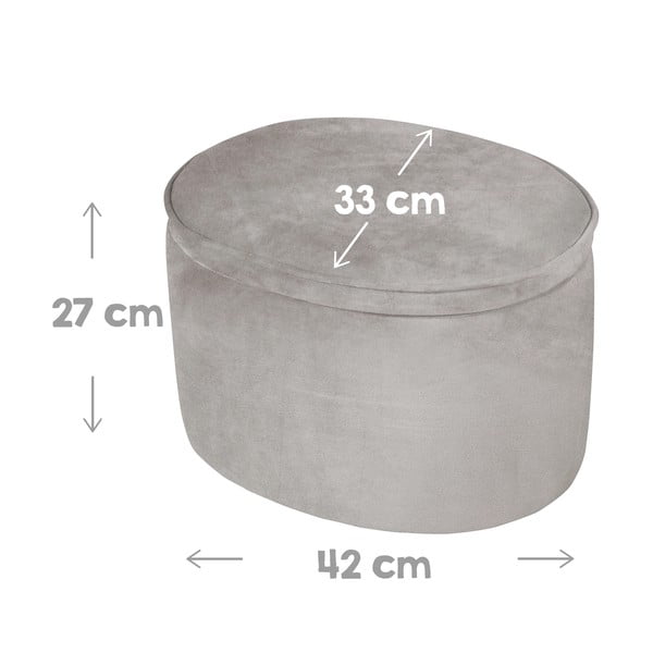 Svetlosivý zamatový detský puf Lil Sofa – Roba-image-3