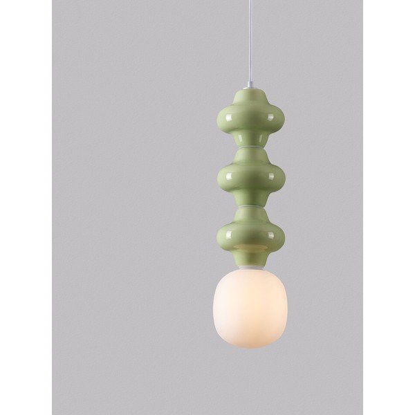 Biele/svetlozelené keramické závesné svietidlo so skleneným tienidlom ø 18 cm Clio – Nova Luce-image-1