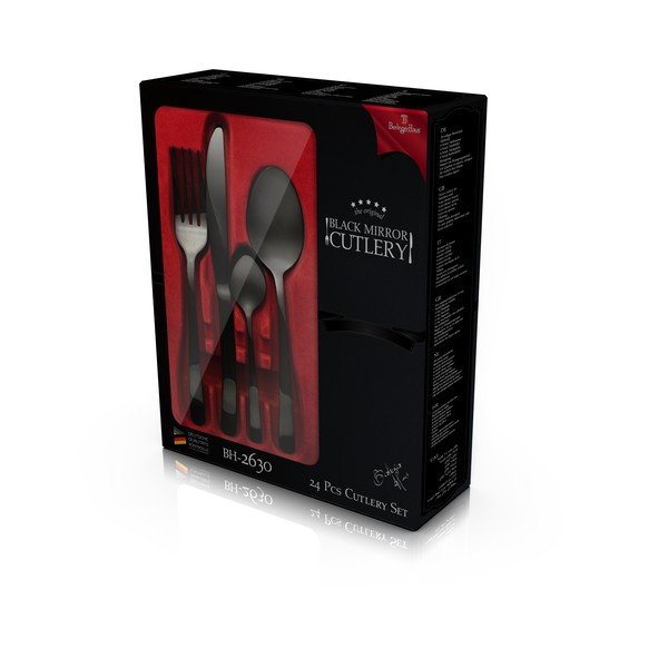 Čierny antikoro príbor 24 ks Black Mirror Collection - BerlingerHaus-image-2