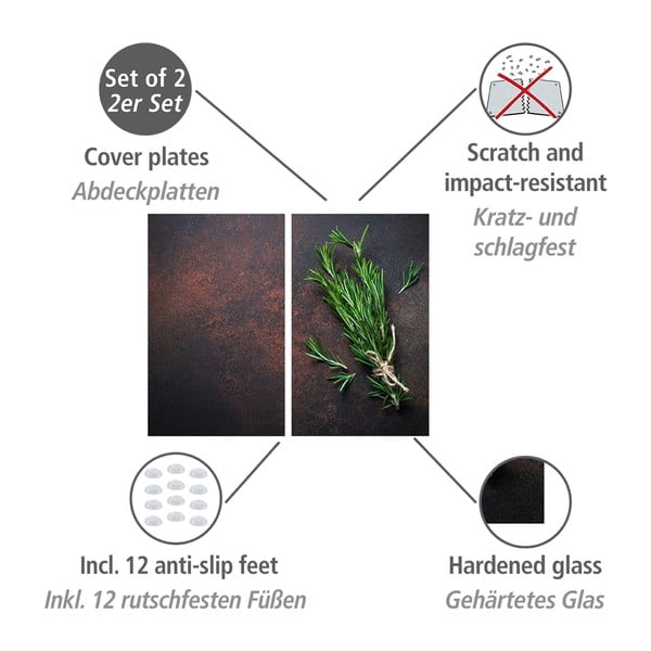 Kryty na sporák z tvrdeného skla v súprave 2 ks 52x30 cm Rosemary - Allstar-image-3