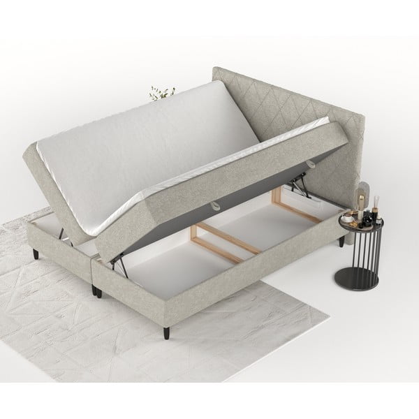 Sivobéžová boxspring posteľ s úložným priestorom 200x200 cm Gwen – Maison de Rêve-image-2