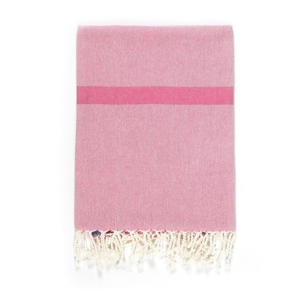 Ružovo-béžová osuška s prímesou bavlny Kate Louise Cotton Collection Line Pink Beige, 100 × 180 cm