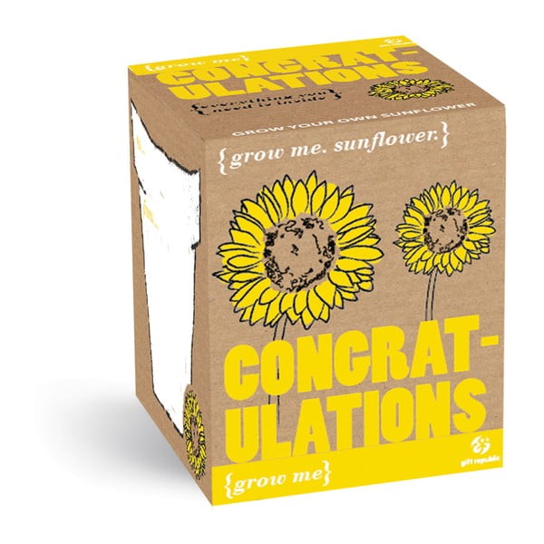 Pestovateľský set so semienkami slnečnice Gift Republic Congratulations