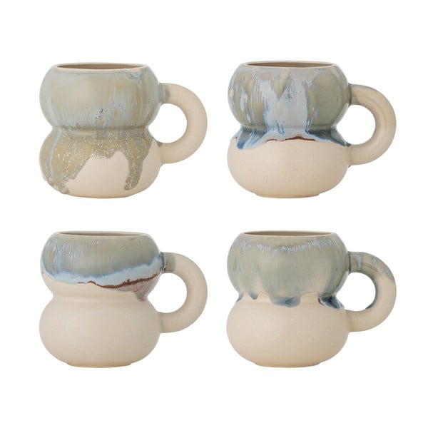 Modré/krémové hrnčeky v súprave 4 ks z kameniny 400 ml Luna – Bloomingville