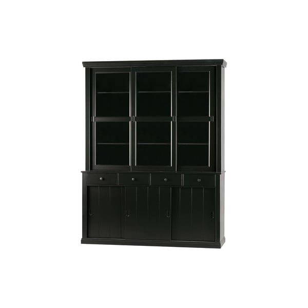 Čierna vitrína z borovicového dreva s posuvnými dverami 166x214 cm Lagos – WOOOD-image-2