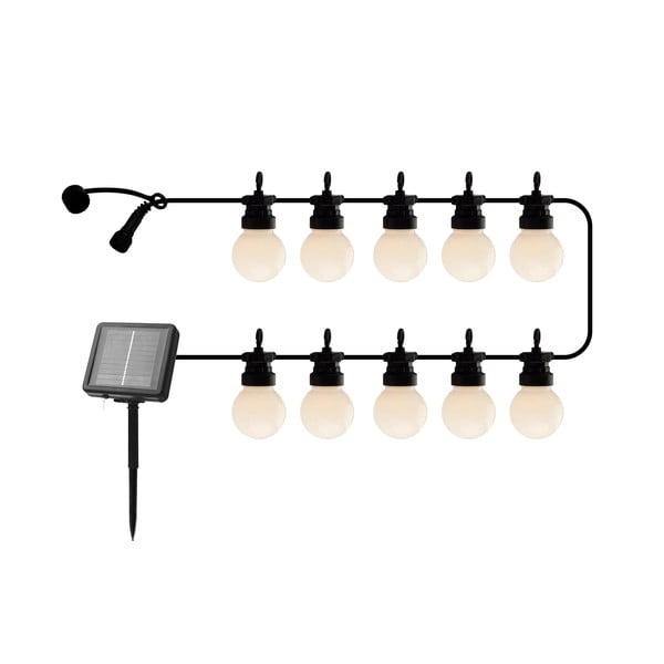 Svetelná reťaz počet žiaroviek 10 ks so solárnym panelom dĺžka 300 cm Lucas Matte – Sirius