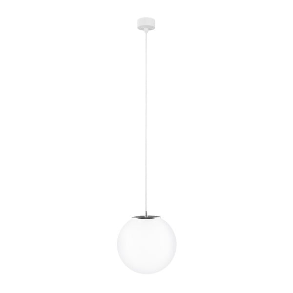 Biele stropné svietidlo s bielym káblom a detailom v striebornej farbe Sotto Luce Tsuri, ∅ 25 cm