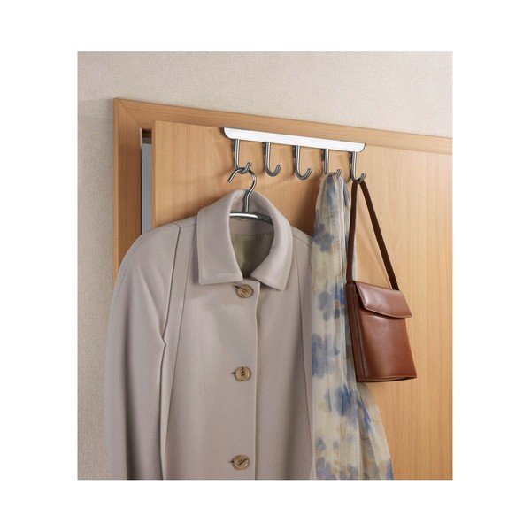 Závesný vešiak na dvere s 5 háčikmi v striebornej farbe Wenko Asola-image-3