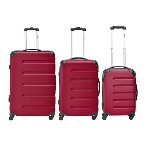 Sada 3 červených cestovných kufrov Packenger