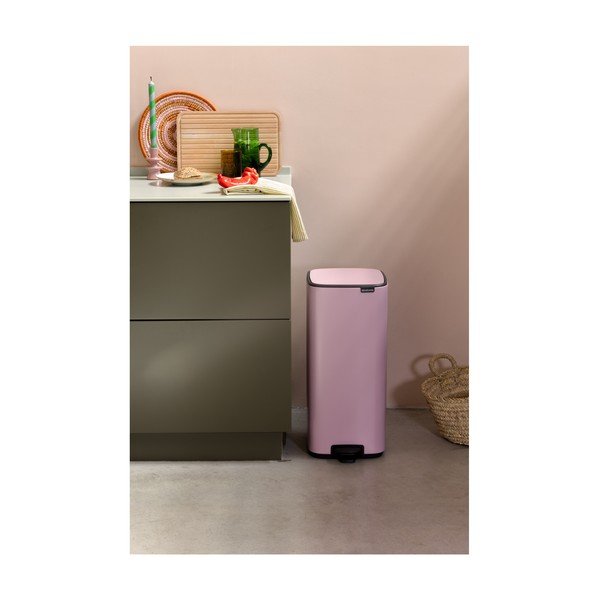 Ružový pedálový oceľový odpadkový kôš 30 l Bo – Brabantia-image-1