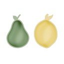 Žlté/zelené silikónové detské misky v súprave 2 ks Lemon & Pear – OYOY Mini