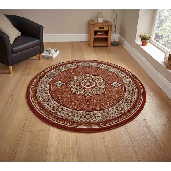 Tehlovočervený koberec Think Rugs Heritage, ⌀ 150 cm