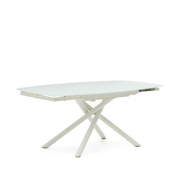 Biely rozkladací jedálenský stôl so sklenenou doskou 100x130 cm Yodalia – Kave Home-image-4