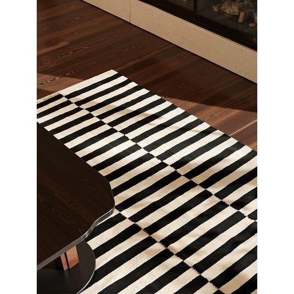 Čierno-biely obojstranný ručne tkaný vlnený koberec 160x230 cm Donna – Hanse Home-image-3