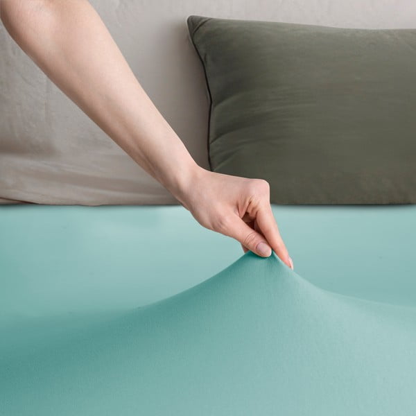 Tyrkysová napínacia plachta jersey 240x220 cm Amber – Restilo-image-1