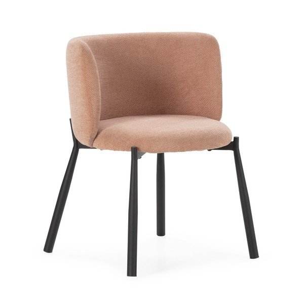 Broskyňové čalúnené jedálenské kreslá v súprave 2 ks Ginny – MOME