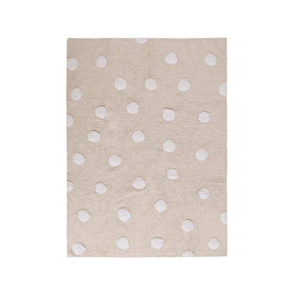 Béžový prateľný ručne tkaný bavlnený detský koberec 120x160 cm Polka Dots Beige – Lorena Canals