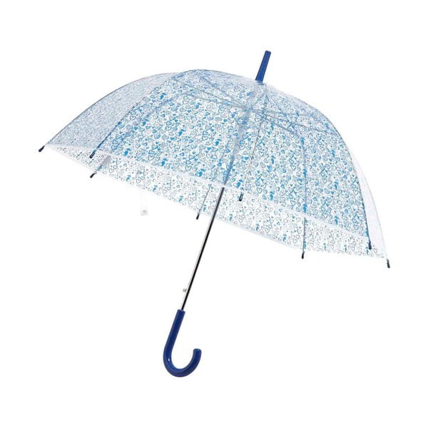 Transparentný dáždnik s modrými detailmi Birdcage Heart, ⌀ 99 cm