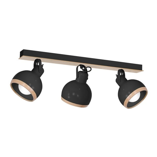 Čierne stropné svietidlo s drevenými detailmi Homemania Oval Tres