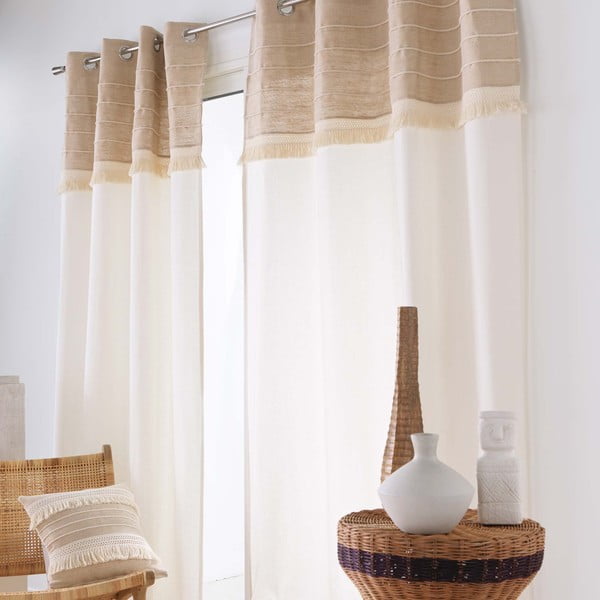 Biely/hnedý záves s prímesou juty 140x240 cm Cirrus – douceur d'intérieur-image-2