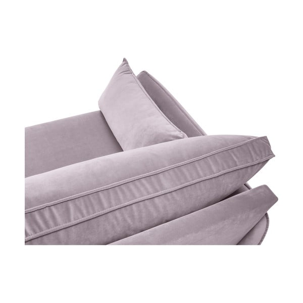 Svetloružová zamatová rohová pohovka s čiernymi nohami Kooko Home Lento, ľavý roh-image-4