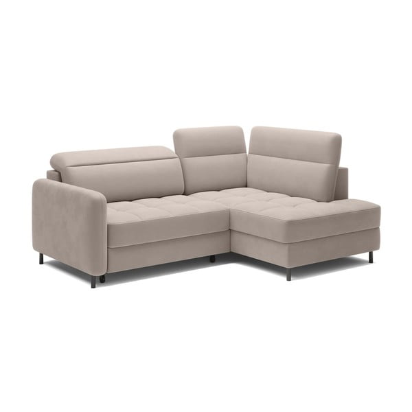 Svetlohnedá zamatová rozkladacia/s úložným priestorom rohová pohovka (pravý roh/do L) Barea – ELTAP-image-2