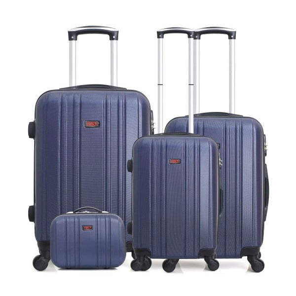 Sada 4 modrých cestovných kufrov na kolieskach Hero Chicago