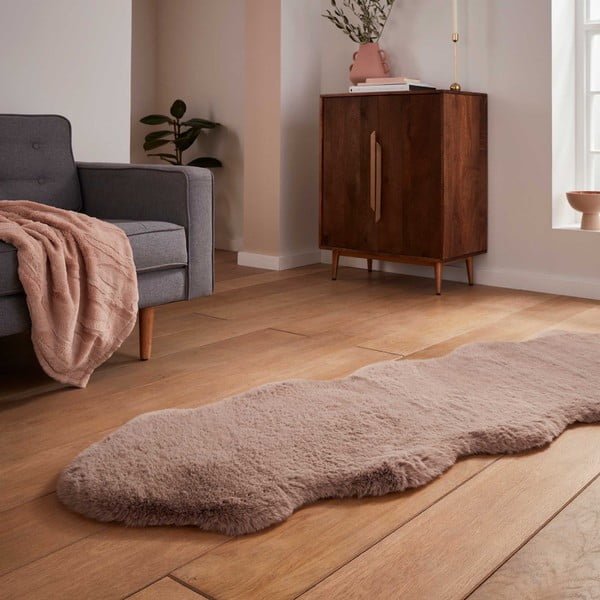 Svetlohnedý syntetický behúň 60x180 cm Super Teddy – Think Rugs-image-2