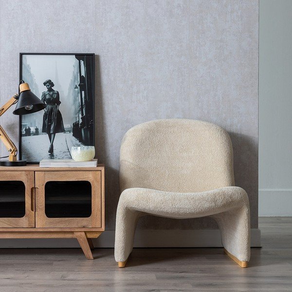 Béžové kreslo z textílie buklé – Ixia-image-1