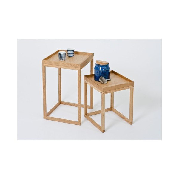 Súprava 2 dubových odkladacích stolíkov Wireworks Oak-image-3