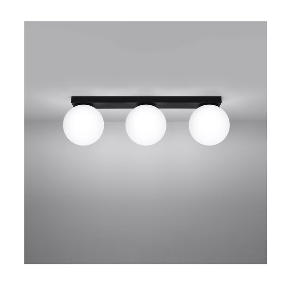 Čierne stropné svietidlo so skleneným tienidlom ø 12 cm Umerta – Sollux-image-2