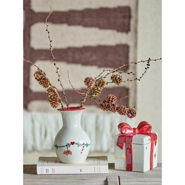 Biela váza s vianočným motívom z kameniny (výška 16 cm) Yule – Bloomingville-image-1