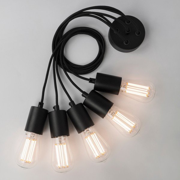 Čierne závesné svietidlo s 5 žárovkami Bulb Attack Cero Basic Marine-image-1