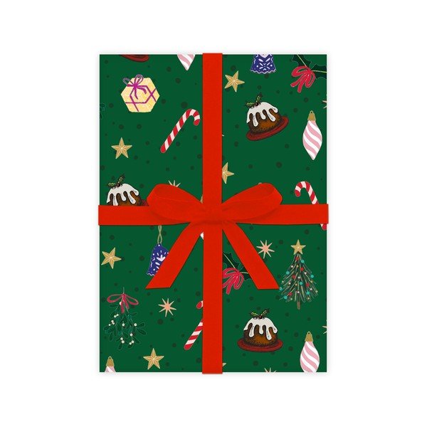 5 hárkov zeleného baliaceho papiera eleanor stuart Christmas Fun, 50 x 70 cm-image-2