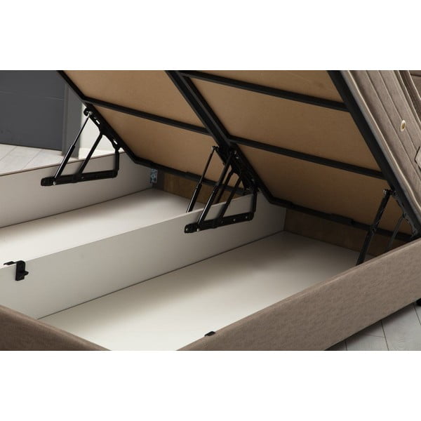 Hnedá čalúnená jednolôžková posteľ s úložným priestorom a roštom 120x200 cm Orina – Kalune Design-image-1