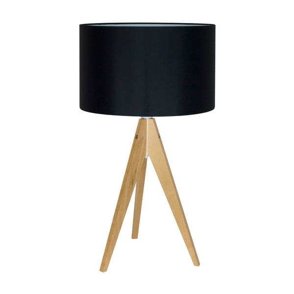 Čierna stolová lampa 4room Artist, breza, Ø 33 cm