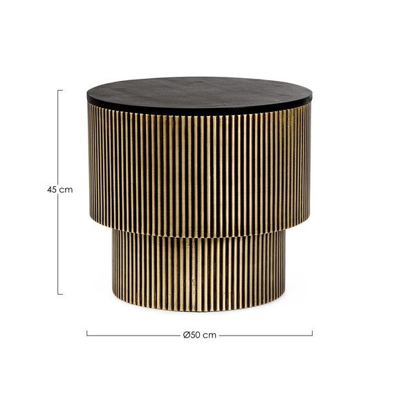 Čierny/v zlatej farbe okrúhly konferenčný stolík s doskou z mangového dreva ø 50 cm Virat – Bizzotto-image-4