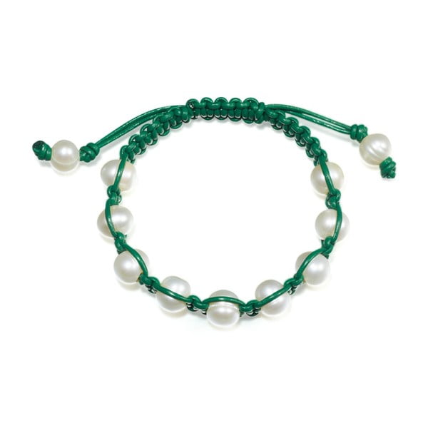 Zelený perlový kožený náramok Nova Pearls Copenhagen Amandine