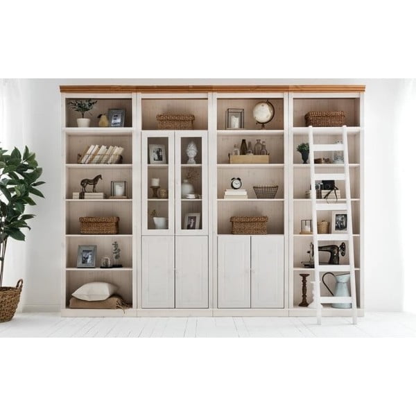 Biela knižnica z borovicového dreva 296x223 cm Anita – Støraa-image-4