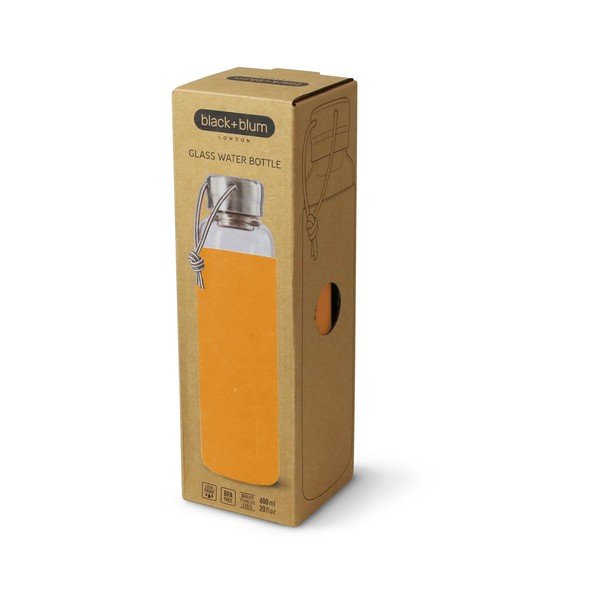 Sklenená fľaša na vodu s oranžovým silikónovým obalom Black + Blum G-Bottle, 600 ml-image-2
