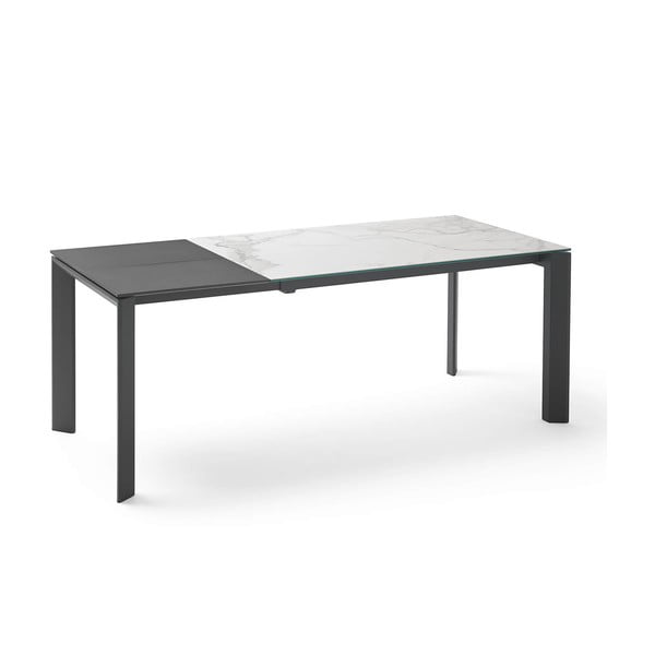 Sivo-čierny rozkladací jedálenský stôl sømcasa Lisa Blanco, dĺžka 140/200 cm