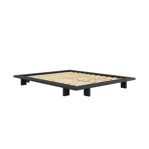 Čierna dvojlôžková posteľ z borovicového dreva s roštom 160x200 cm Japan - Karup Design