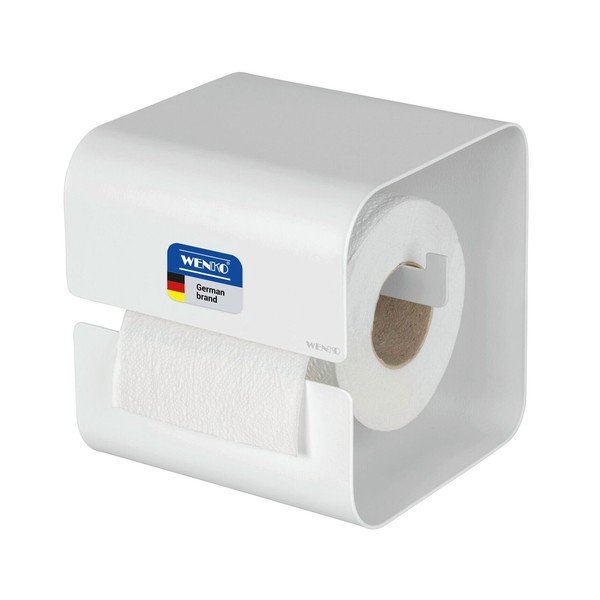 Biely oceľový držiak na toaletný papier bez vŕtania Turbo-loc Lizan – Wenko-image-3